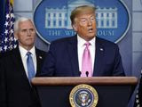 President Donald Trump, with Vice President Mike Pence, and other members of the President&#39;s Coronavirus Task Force speaks during a news conference in the Brady Press Briefing Room of the White House, Wednesday, Feb. 26, 2020, in Washington. (AP Photo/Evan Vucci)
