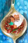 4x6 Santa Loves Me Ornament Painting Little Girl Original Penny Lee StewArt - Posted on Tuesday, December 2, 2014 by Penny Lee StewArt