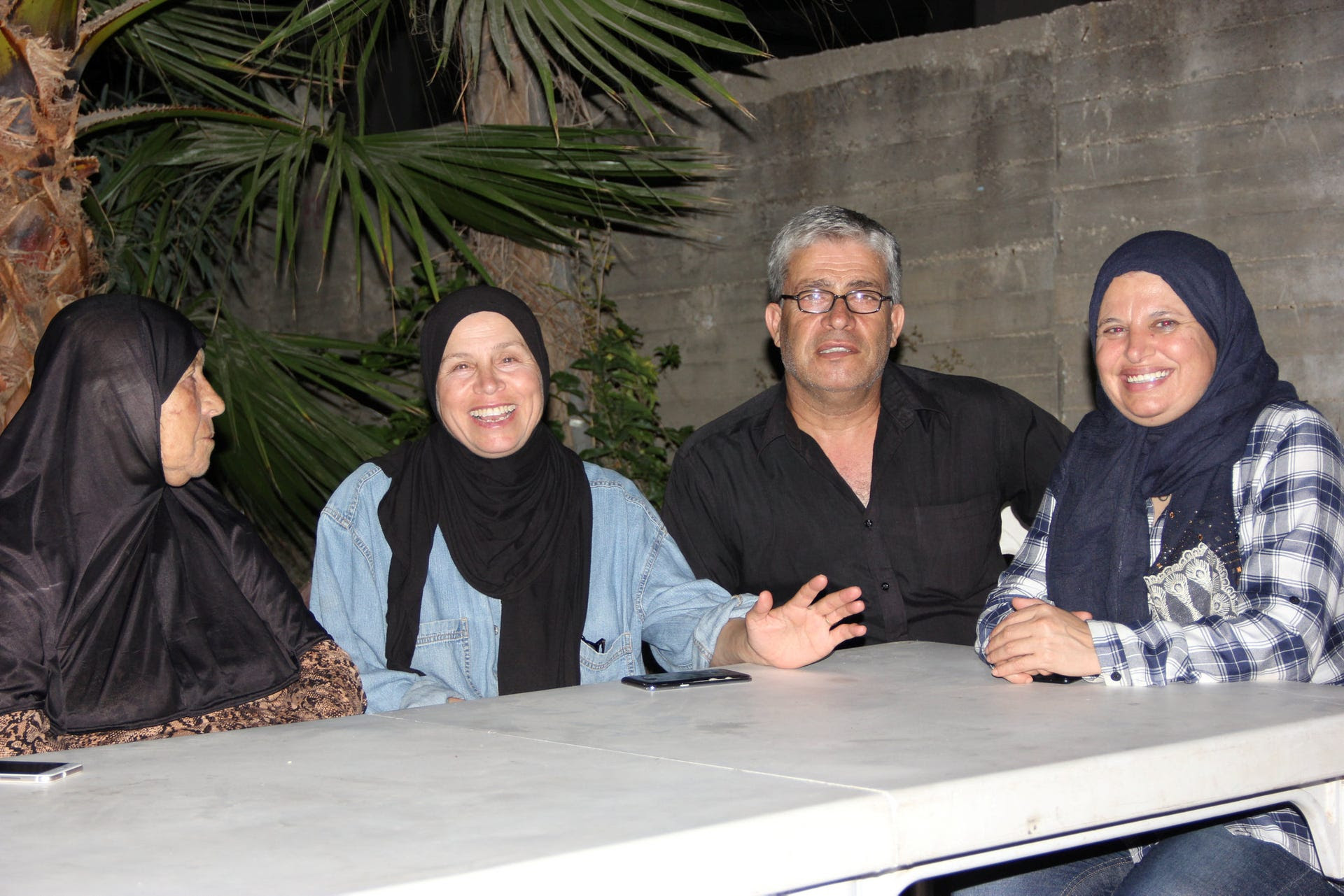 Members of the Tamami family at their home in Nebi Saleh,(from the left) Halima, her daughter Nowal, son Bilal and his wife, Manal.