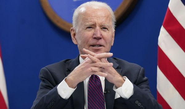 President Joe Biden speaks during a meeting with the President&#39;s Council of Advisors on Science and Technology at the Eisenhower Executive Office Building on the White House Campus, Thursday, Jan. 20, 2022. (AP Photo/Andrew Harnik)