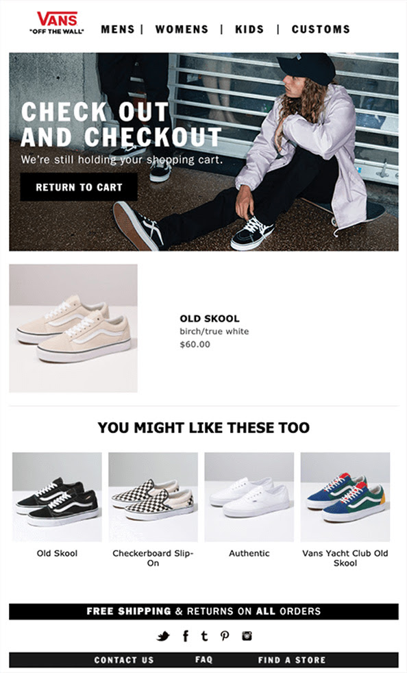 Cart Abandon Email from Vans