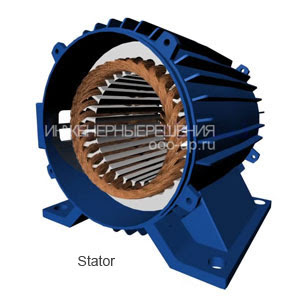 The stator with distributed winding