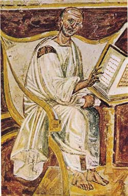 A mais antiga imagem de Santo Agostinho, num afresco do século VI, em São João de Latrão, Roma