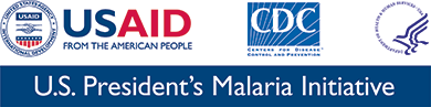 Logos of Logos of USAID: From the American People, CDC: Centers for Disease Control and Prevention, and President's Malaria Initiative. United States Department of Health and Human Services