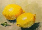 Lemons and Leaf,still life,oil on canvas,5x7,price$200 - Posted on Wednesday, December 17, 2014 by Joy Olney