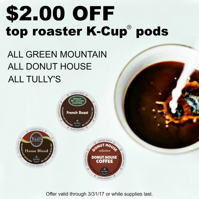 Get $2.00 off top roaster Keurig K-Cup coffee pods!!