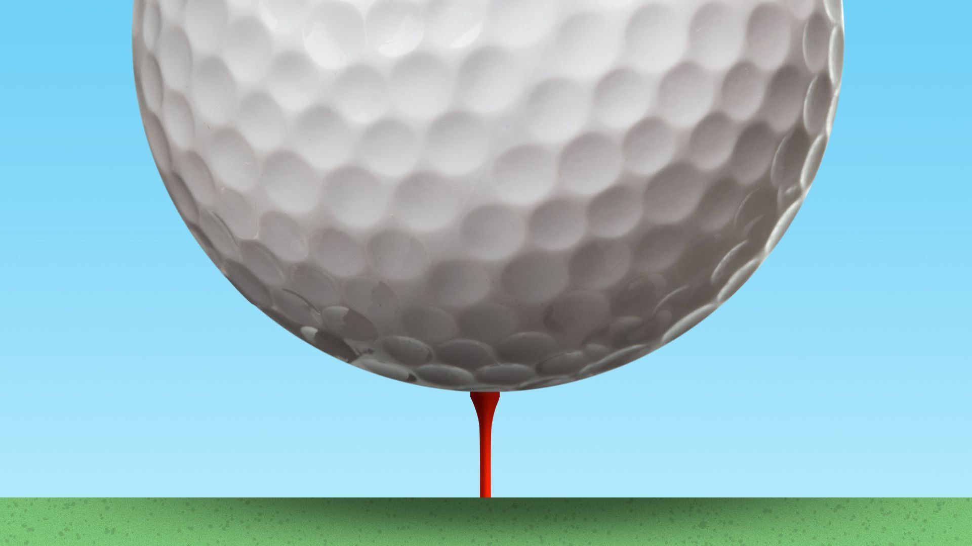 Oversized golf ball on a tee