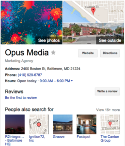 An example of Google Business Listing for Local SEO