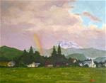 Rainier and Rainbow, 20x16 Original Oil on Canvas Panel Landscape - Posted on Thursday, February 19, 2015 by Carmen Beecher