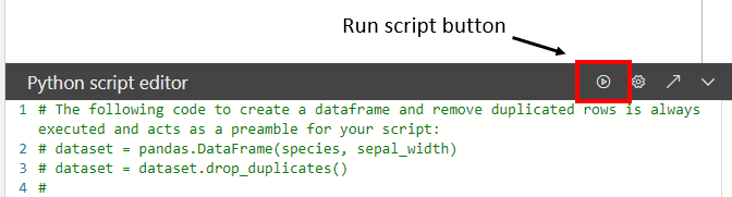Python Script Editor - Run script button