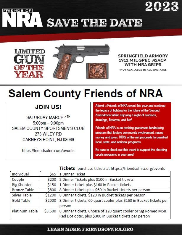 Salem County Sportsmen's Club Friends of the NRA Dinner