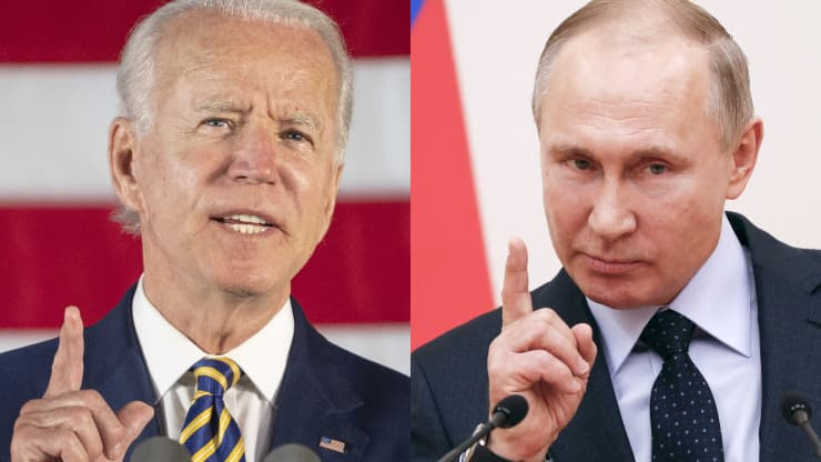 Side by side of U.S. President Joe Biden and Russian President Vladamir Putin 