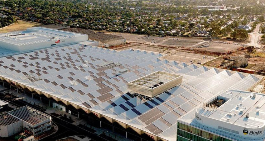 First panels have been installed at one of Australia’s largest rooftop solar arrays in Adelaide.