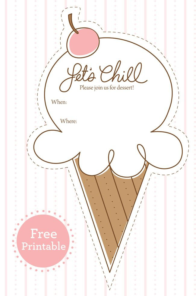 FREE Ice Cream Party Printables Social Invitation & Decoration