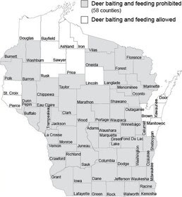map of baiting and feeding bans in WI