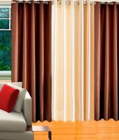 Decor Vatika Polycotton Brown, Beige Solid Window Curtain