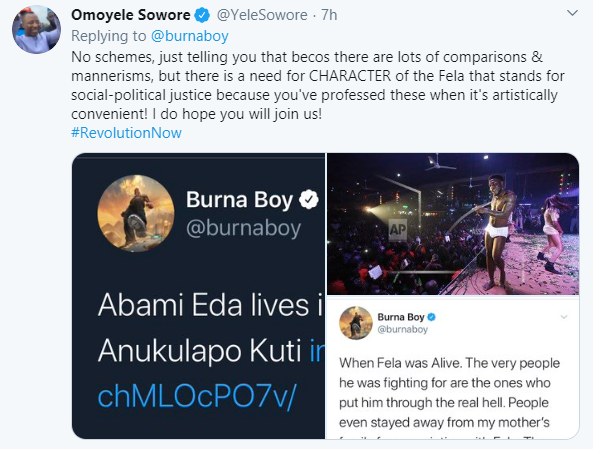 I am not Fela, leave me out of your schemes - Burna Boy fires back at Omoyele Sowore after being invited to #RevolutionNow protest