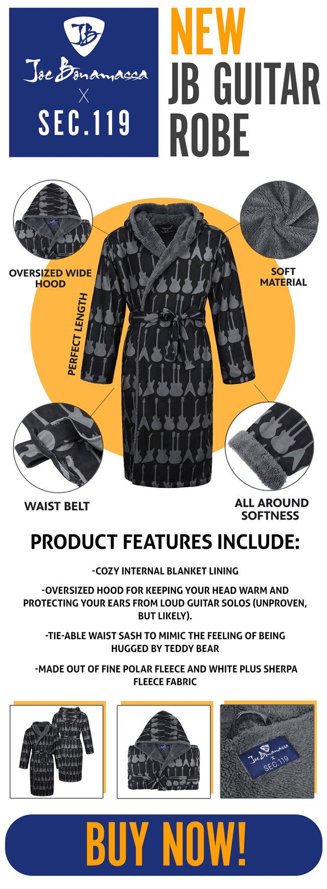 Cozy, warm and large - the JB Guitar Robe!