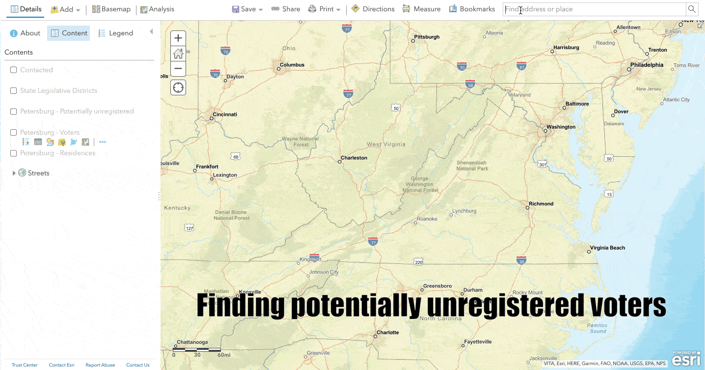 Find potentially unregistered voters with fuzzy logic that subtracts known voters from list of all residences in a chosen area