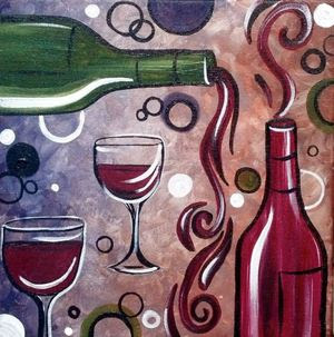 wine bottles painting