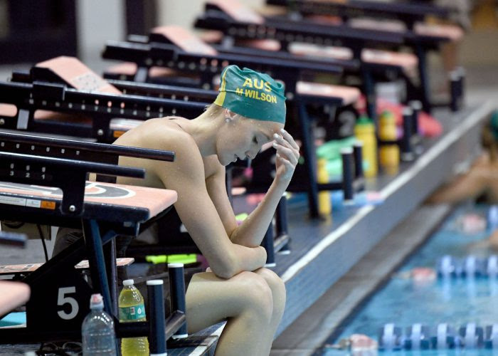 Madi Wilson showing the strain of another hard set of training. University of Auburn Aquatic Centre, Alabama USA. Australian Olympic Swimming Team are in their final training staging Camp before heading over to the Rio2016 Olympic Games. July 29 2016. Photo by Delly Carr. Pic credit mandatory for complimentary exclusive editorial usage. Thank You.