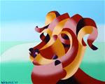 Mark Webster - Abstract Geometric Dog Oil Painting - Posted on Thursday, March 12, 2015 by Mark Webster