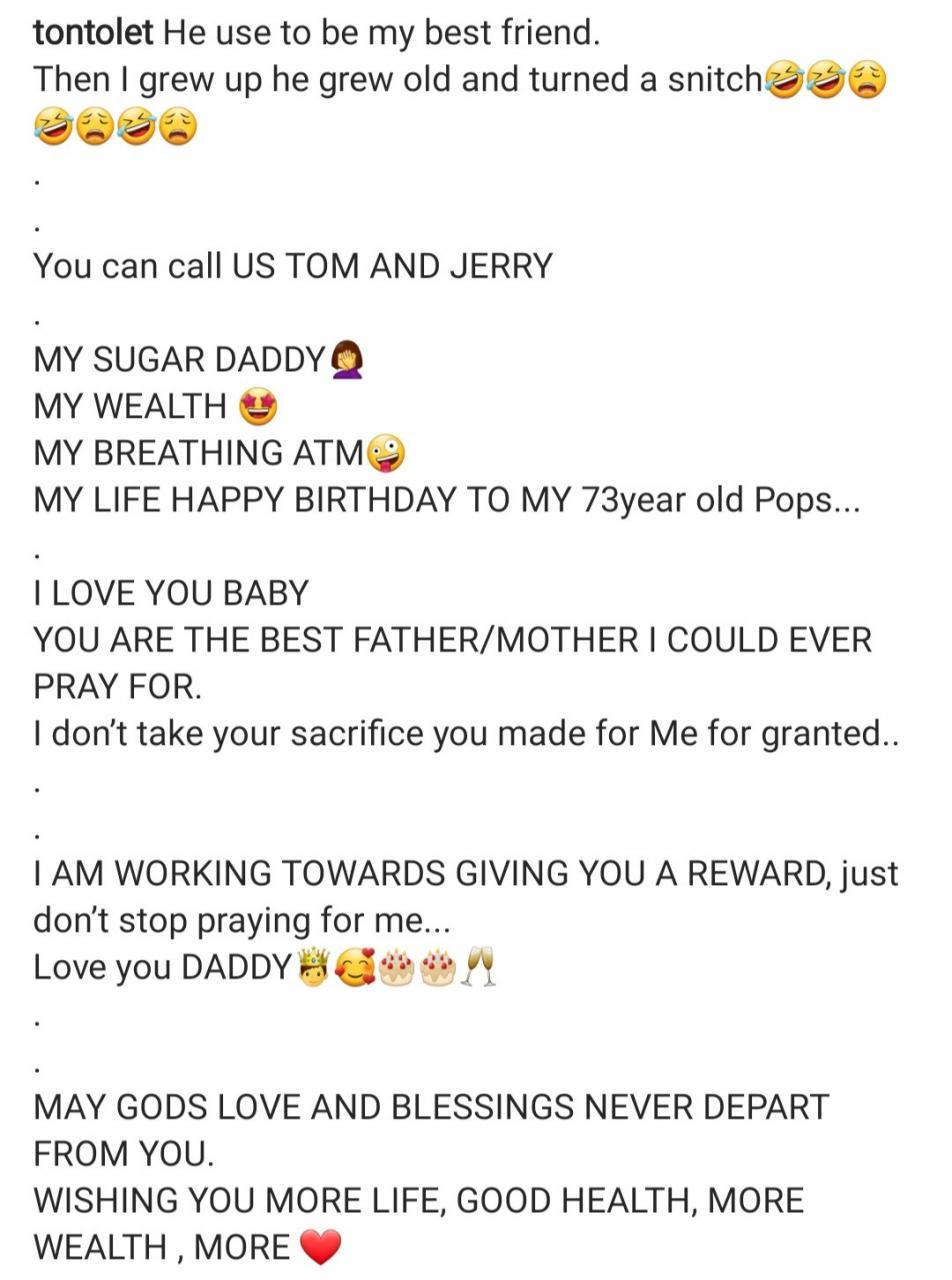 You are the best father/mother I could ever pray for - Tonto Dikeh celebrates her father on his 73rd birthday 