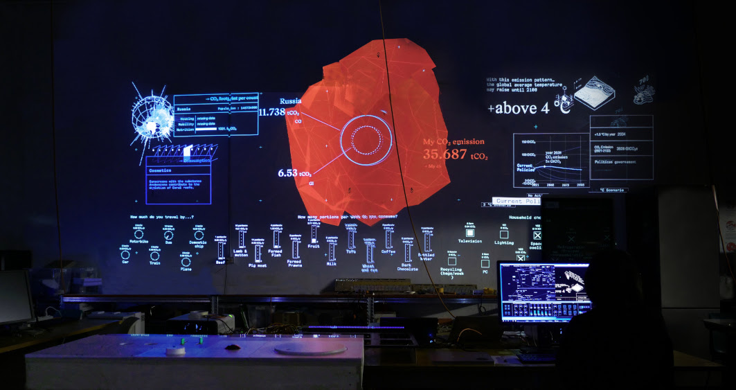 © Dotdotdot per MAAT: prototipo in scala 1:1 in studio a Milano dell’installazione interattiva “The CO2  Mixer” realizzata in collaborazione con EDP Innovation e grazie ai dati forniti da IEA (International Energy Agency), EDP Sustainability, FAO