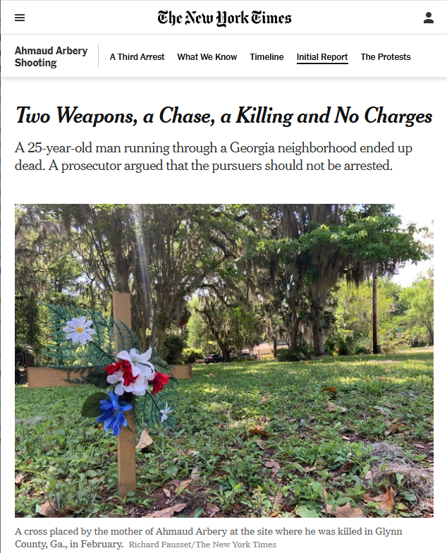 NYT: Two Weapons, a Chase, a Killing and No Charges
