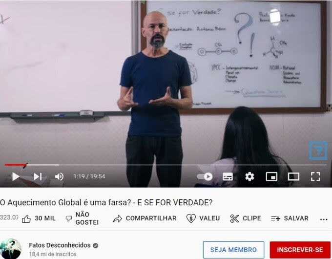Print do vídeo “O aquecimento global é uma farsa? E se for verdade?”, do canal Fatos Desconhecidos