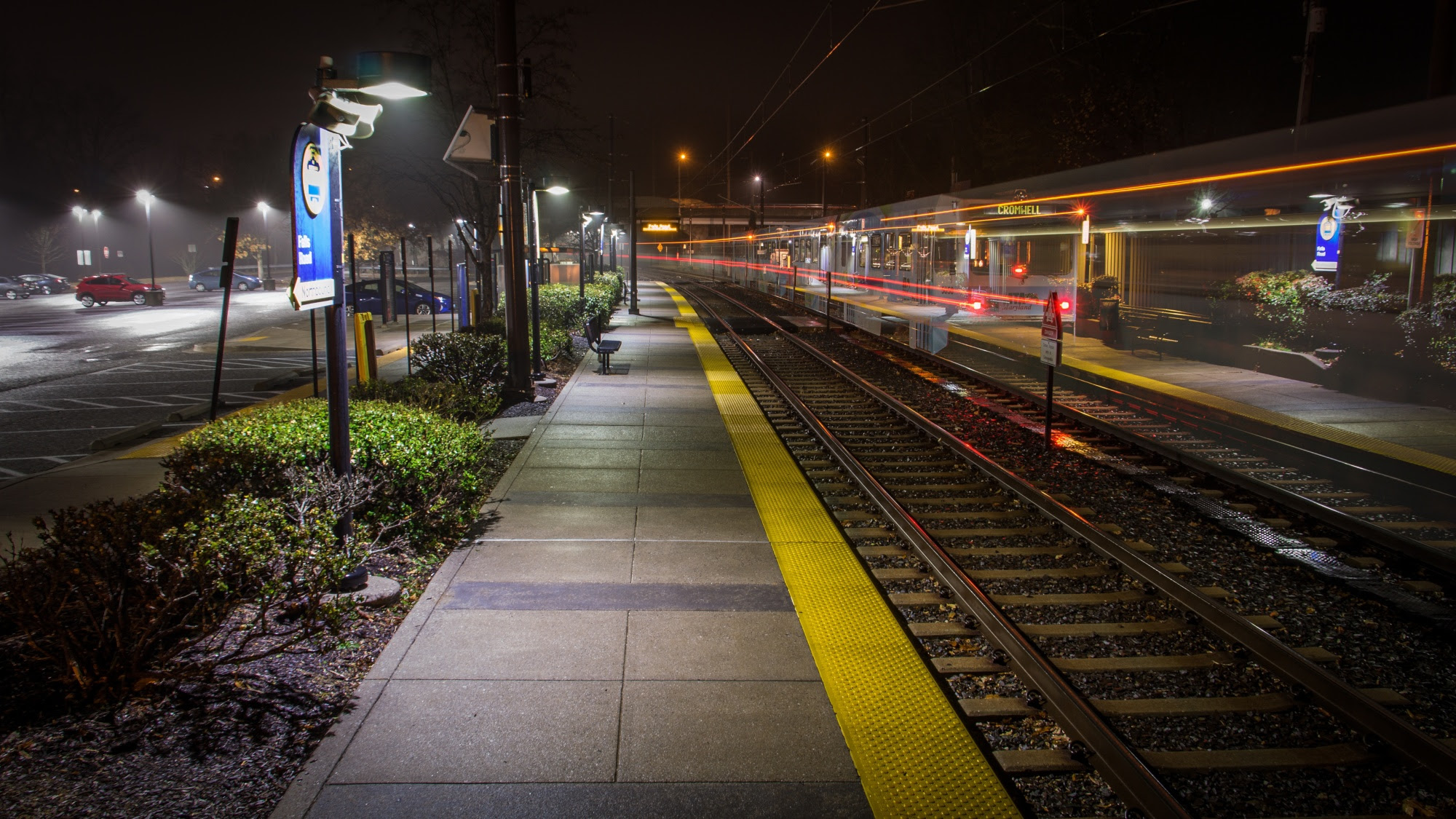 An empty light rail station platform in Baltimore, where development around transit lines has been slow to emerge.