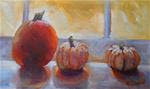Pumpkin Painting, Daily Painting, Small Oil Painting, "Pumpkins in the Window" by Carol Schiff, 6x12 - Posted on Monday, December 15, 2014 by Carol Schiff