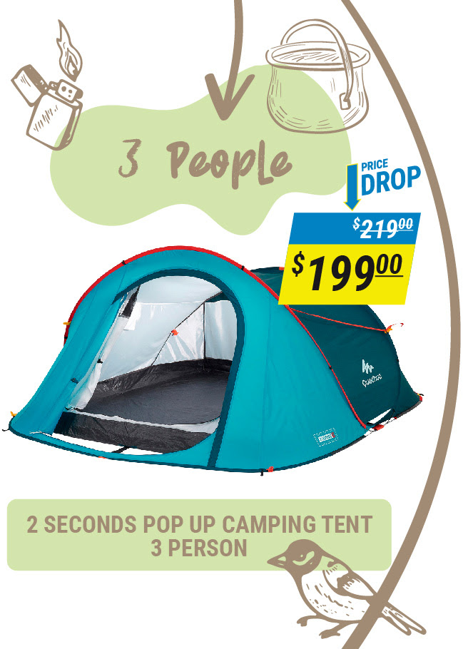 2 Seconds Pop Up Camping Tent 3 Person