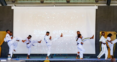 Global Sae-A’s S&H School in Haiti produced its first graduates in 10 years since its establishment. The photo shows students performing a congratulatory taekwondo performance at the graduation ceremony.