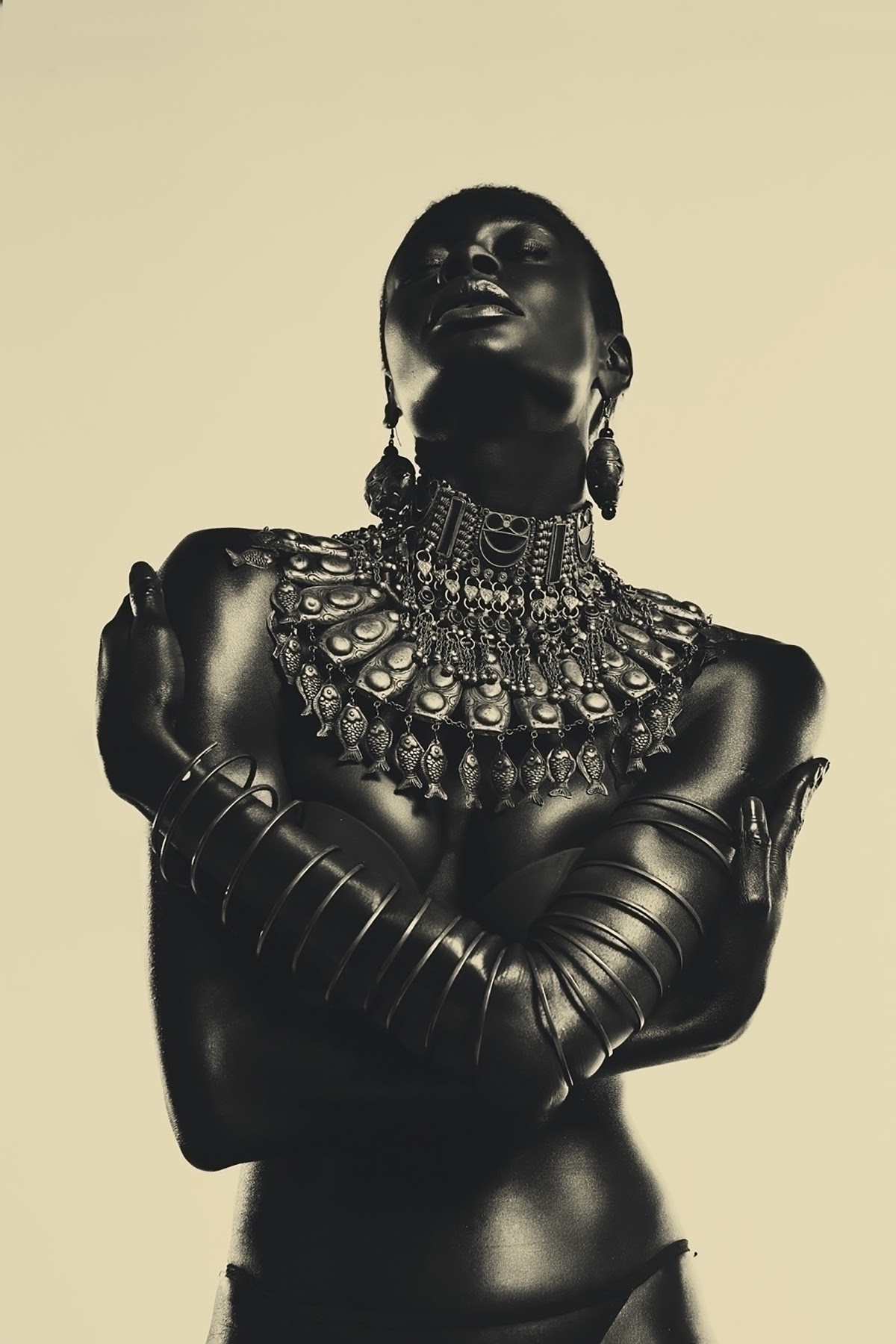 black woman in a statement necklace