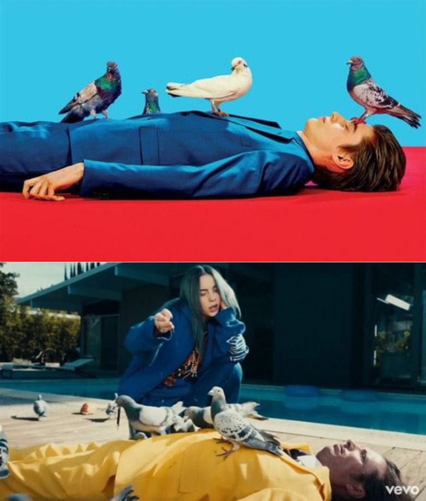 Photos: Top, courtesy of <i>Toiletpaper</i> Magazine; Billie Eilish, <i>Bad Guy</i> screen shot from Vevo. 