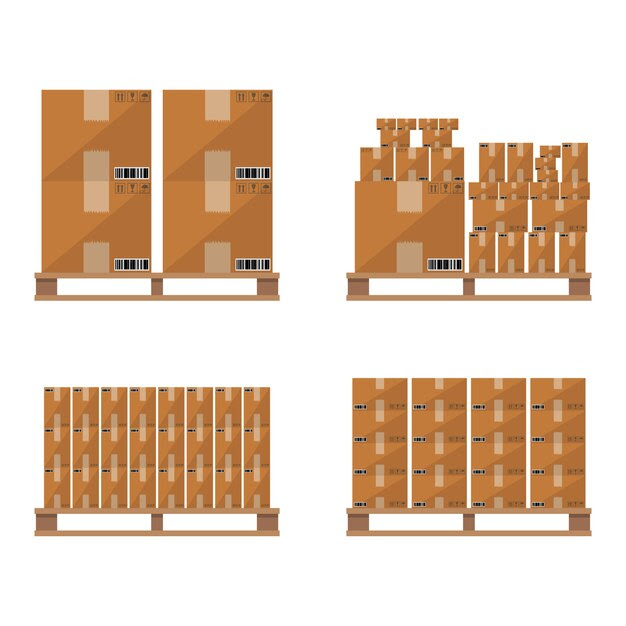 Premium Vector Brown carton box wooden pallet