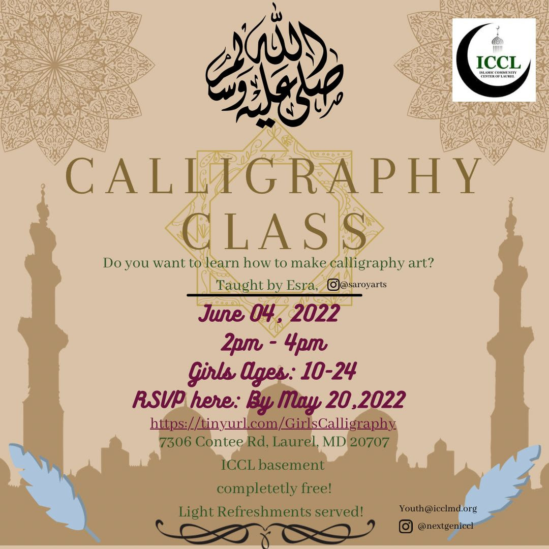 ICCL Girls Calligraphy Art Class by Sister Esra