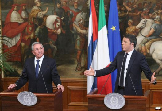 Conferencia de Prensa de Raúl y Renzi. Foto EFE