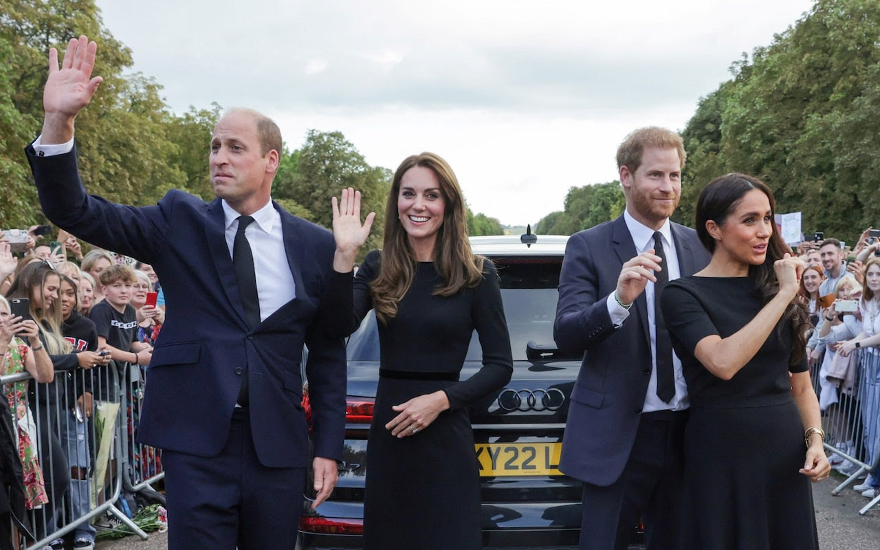 The Prince and Princess of Wales joined the Duke and Duchess of Sussex on a walkabout in a show of unity