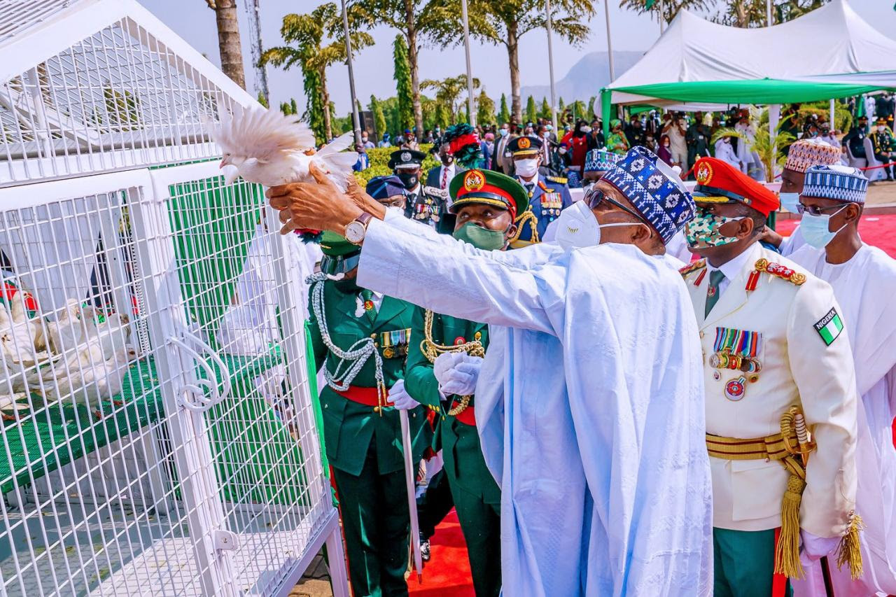 Nigerians react as the white pigeons released by President Buhari at Armed Forces Remembrance Day celebration refused to fly (video)