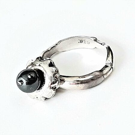 Sterling Silver and Hematite Ring