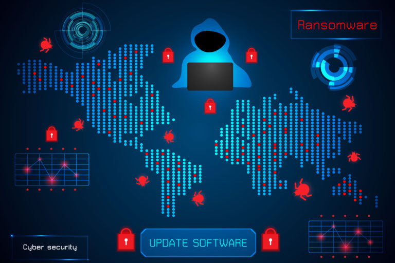 A graphic showing a ransomware alert.