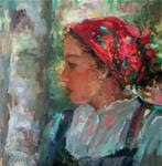 Girl In A Red Scarf - Posted on Wednesday, April 1, 2015 by Mary Maxam