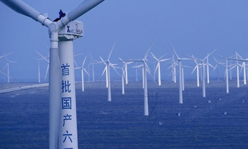 Một trang trại turbine gió của Trung Quốc. Ảnh: CNN