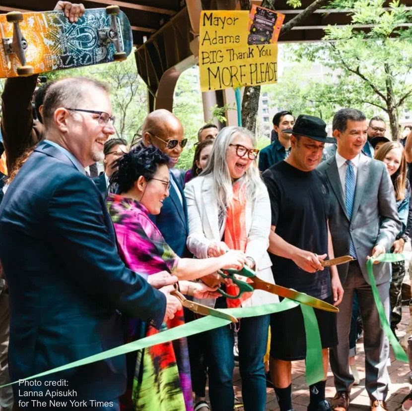 New York Times photo of Gotham Park ribbon cutting