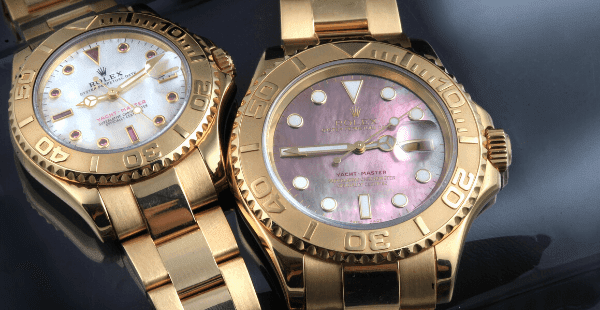 Rolex Yachtmaster Yellow Gold Watches with  Mother of Pearl Dials