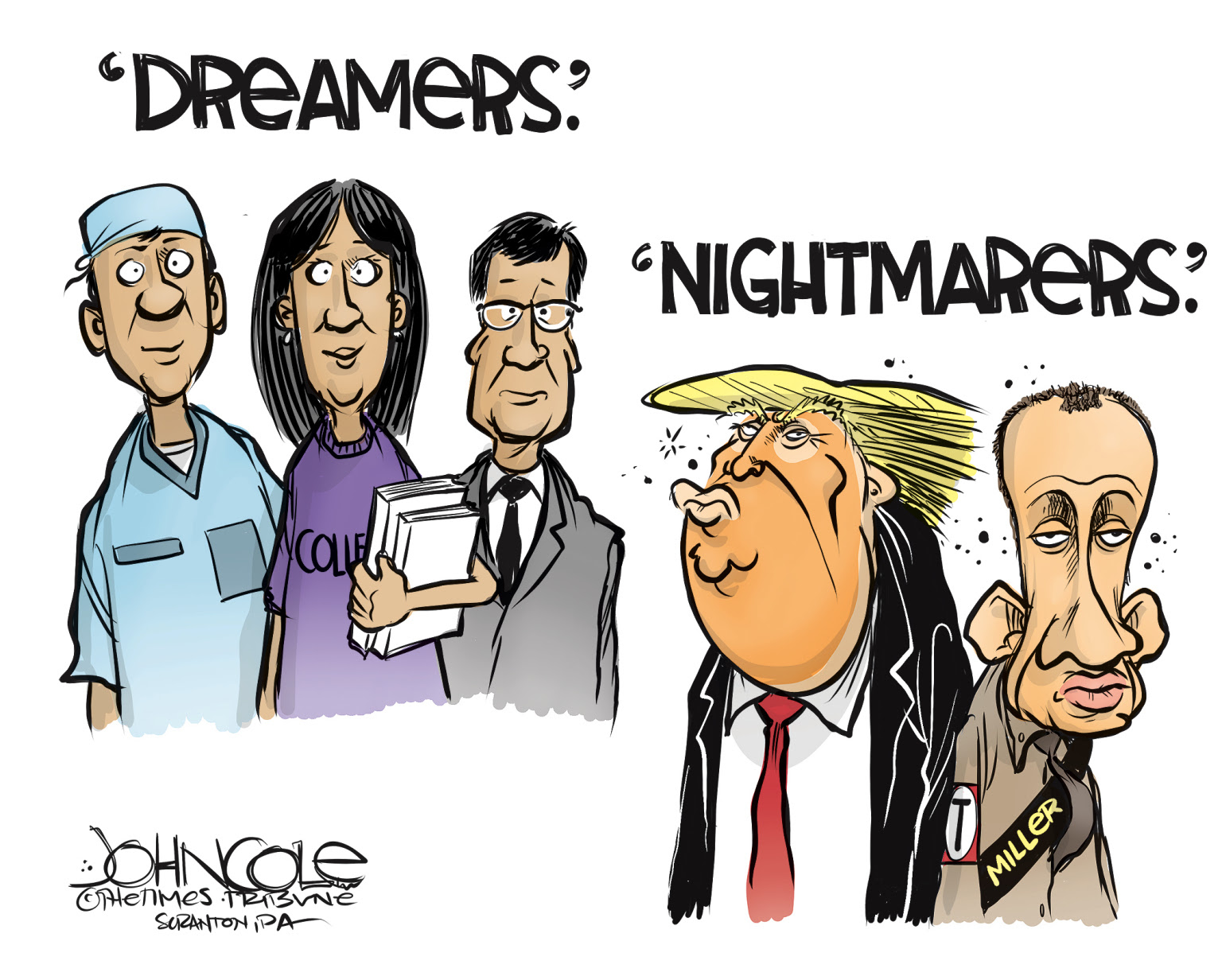 Trump Republicans. Democrats fight to protect Dreamers from Republican led attacks to deport millions of DACA recipients
