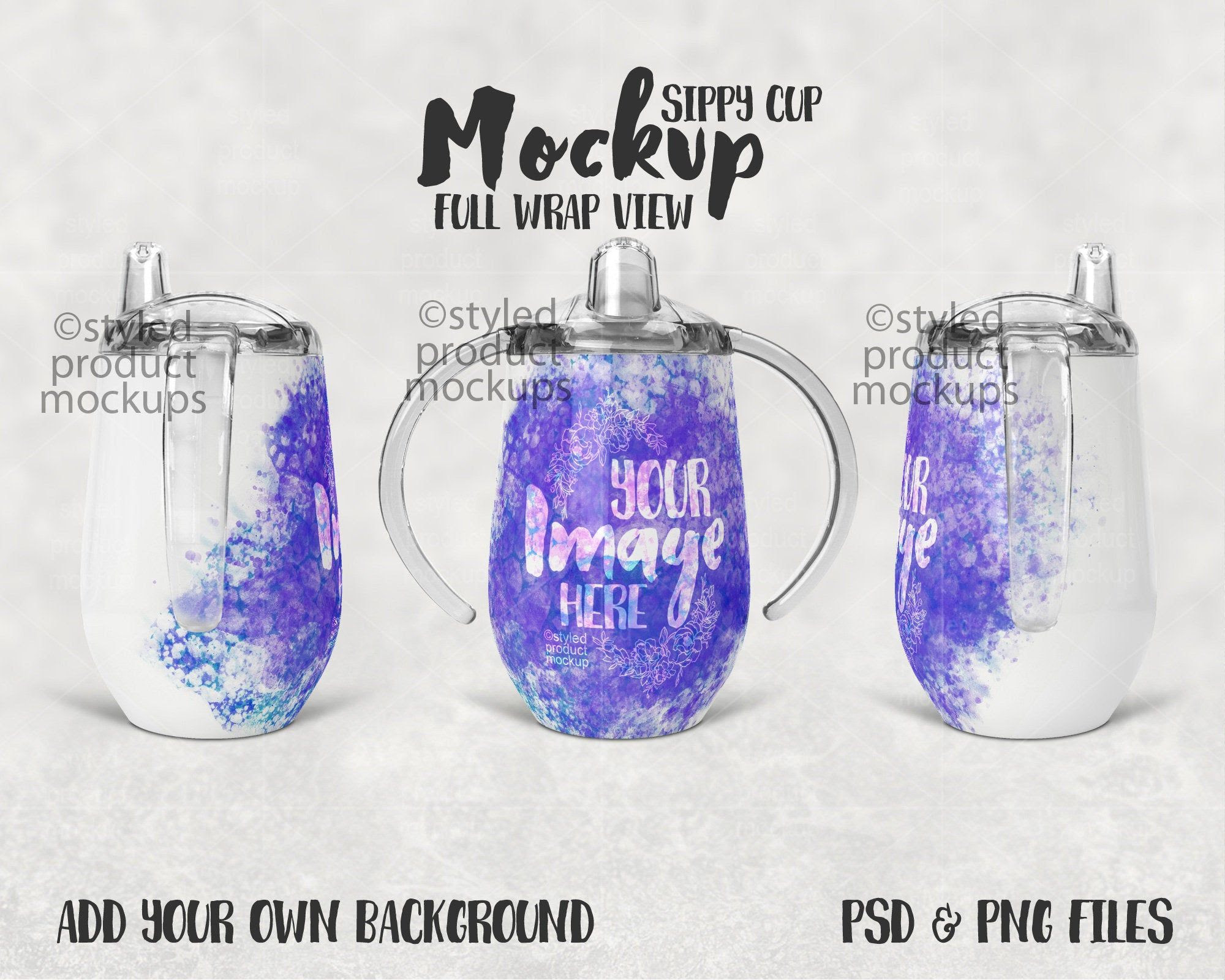 Dye Sublimation Sippy Cup Tumbler Full Wrap View Mockup Add Etsy