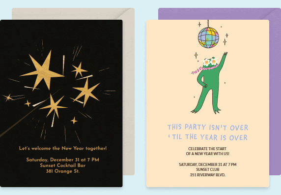 New Year's Eve party invitations